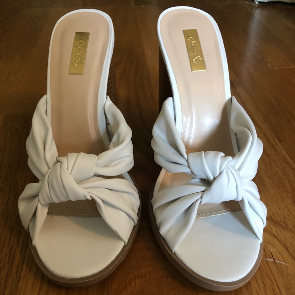 White heeled sandals